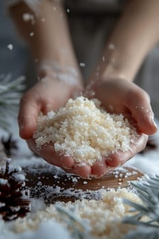 Hand exfoliating with a sugar scrub, representing body care and smooth skin.