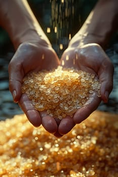 Hand exfoliating with a sugar scrub, representing body care and smooth skin.