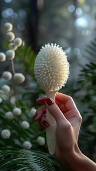 Hand holding a facial cleansing brush, symbolizing deep cleansing and skincare.