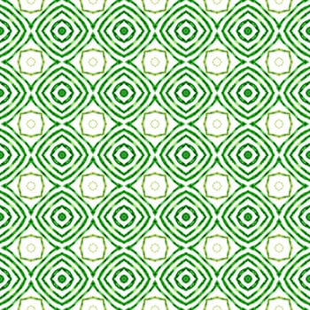 Hand painted tiled watercolor border. Green ravishing boho chic summer design. Textile ready incredible print, swimwear fabric, wallpaper, wrapping. Tiled watercolor background.