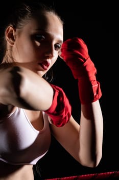 Combination of elbow punches in a sport called for short. Professional player . Strong woman.