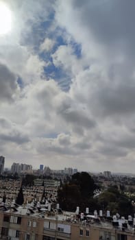Blue gray light sky nature white clouds whether background . High quality photo