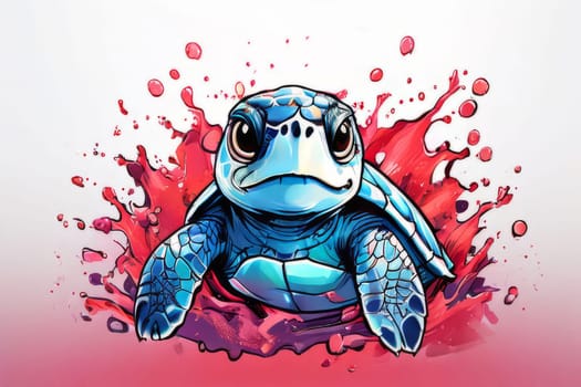 Exquisite image showcasing serene turtle gliding through crystal-clear blue waters of ocean. For fashion, clothing design, animal themed clothing advertising, Tshirt design