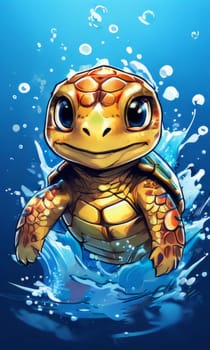 Exquisite image showcasing serene turtle gliding through crystal-clear blue waters of ocean. For fashion, clothing design, animal themed clothing advertising, Tshirt design