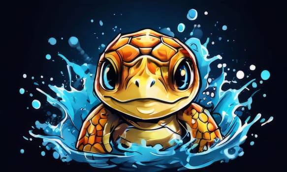 Exquisite image showcasing serene turtle gliding through crystal-clear blue waters of ocean. For fashion, clothing design, animal themed clothing advertising, Tshirt design