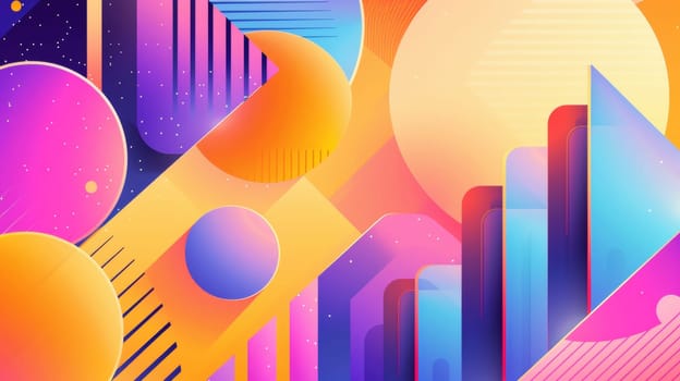 A colorful abstract background with a city in the middle