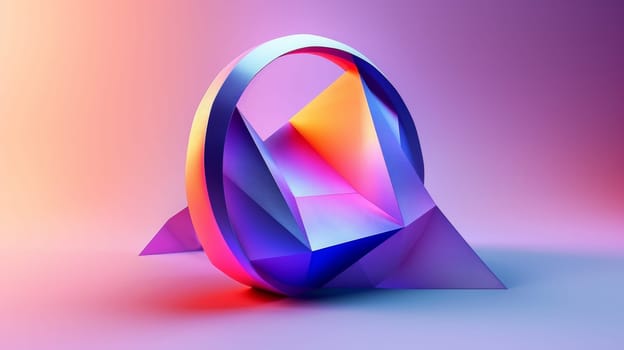 A colorful 3d model of a circular object with an abstract background