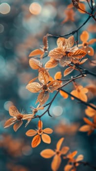 A close up of a bunch of flowers that are on the branch