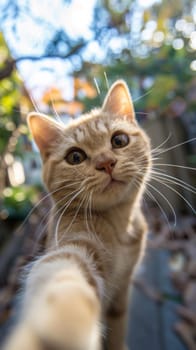 A close up of a cat looking at the camera