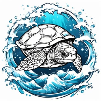 Image of sea turtle on white background. For educational materials for kids, game design, animated movies, tourism, stationery, Tshirt design, posters, postcards, childrens books