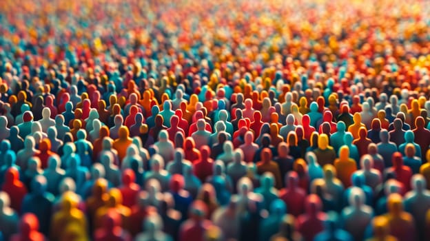 A large group of people in different colors standing together