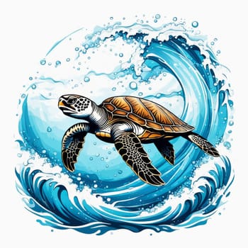 Image of sea turtle on white background. For educational materials for kids, game design, animated movies, tourism, stationery, Tshirt design, posters, postcards, childrens books