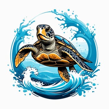 Image of sea turtle on white background. For educational materials for kids, game design, animated movies, tourism, stationery, Tshirt design, posters, postcards, childrens books