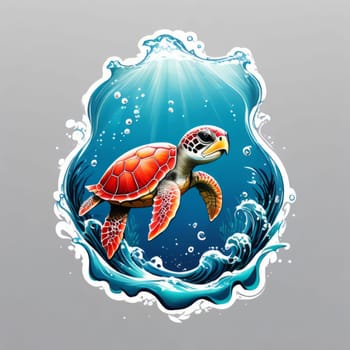 Turtle moves gracefully through water, its movements fluid, effortless. For fashion, clothing design, animal themed clothing advertising, as illustration for interesting clothing style, Tshirt design