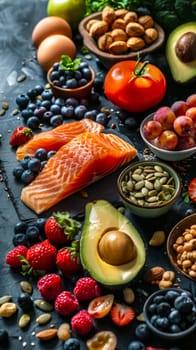 A table with a variety of fruits and vegetables in bowls