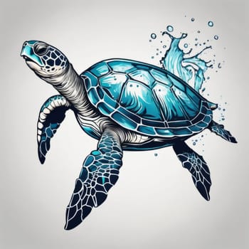 Turtle moves gracefully through water, its movements fluid, effortless. For fashion, clothing design, animal themed clothing advertising, as illustration for interesting clothing style, Tshirt design