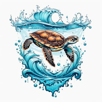 Image of sea turtle on white background. For educational materials for kids, game design, animated movies, tourism, stationery, Tshirt design, posters, postcards, childrens books