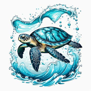 Image of sea turtle on white background. For educational materials for kids, game design, animated movies, tourism, stationery, Tshirt design, posters, postcards, childrens books