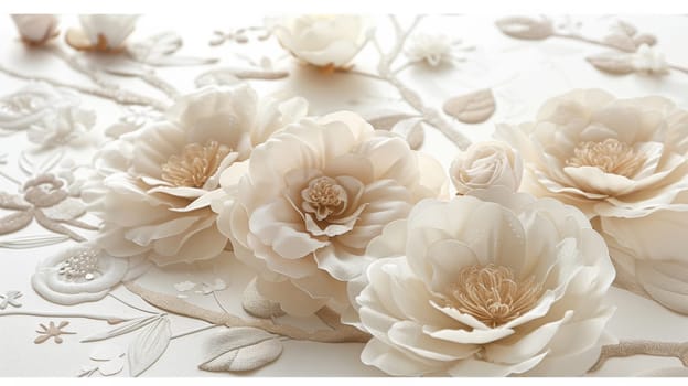 A close up of a group of flowers on top of some paper