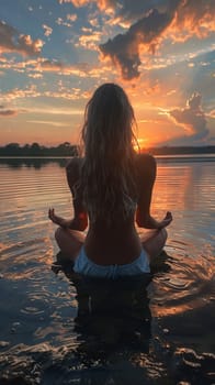 Yoga practice at sunrise, representing tranquility and well-being.