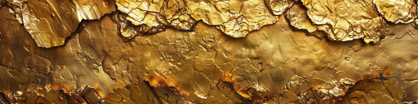 A close up of a wall with some gold paint on it