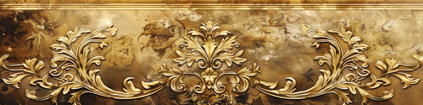 A close up of a decorative gold design on the wall