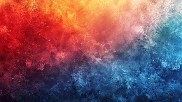 A colorful abstract painting of a rainbow with red, blue and yellow