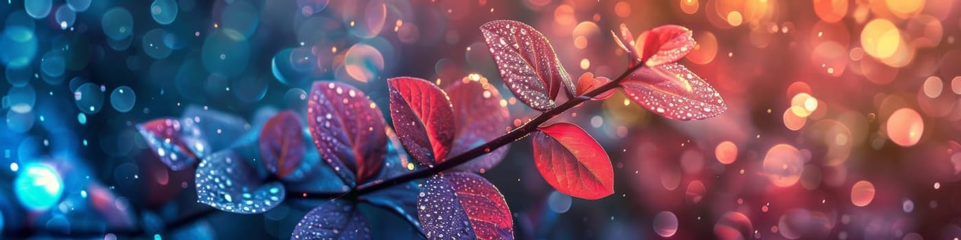 A close up of a colorful leaf on the branch