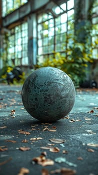 Weight ball in a gym, symbolizing fitness and strength training.