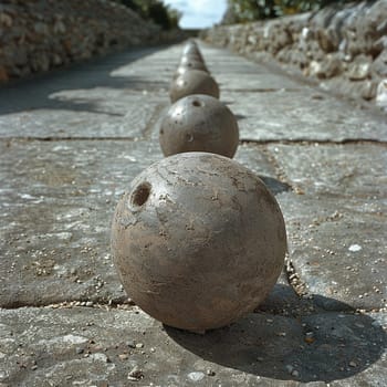 Petanque balls close to the cochonnet, showcasing strategy and leisurely competition.