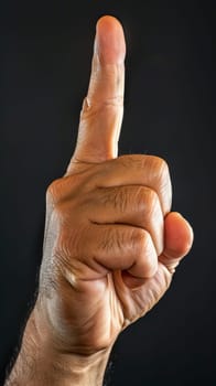 A close up of a man pointing his finger at something