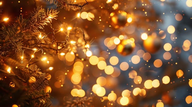 A close up of a christmas tree with lights and ornaments