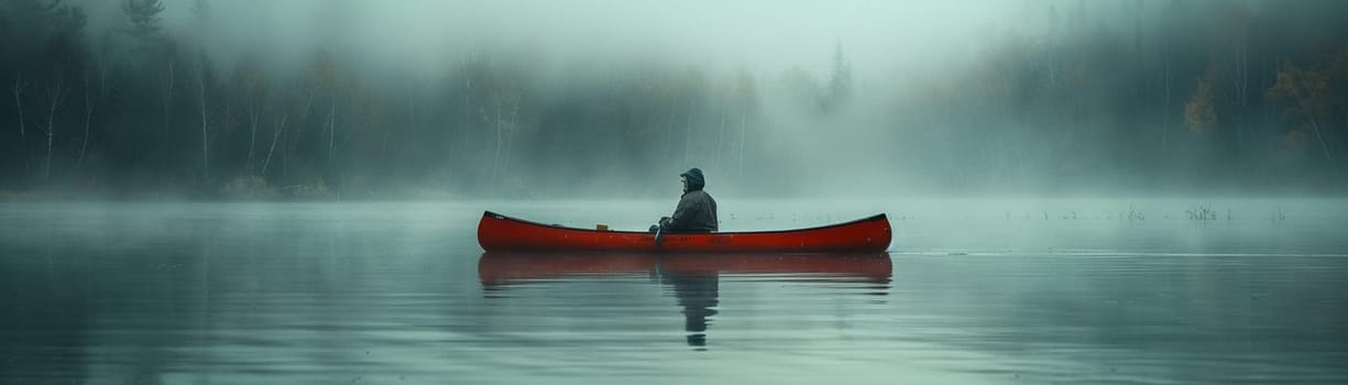 Canoeing on a misty morning, capturing peace and exploration.