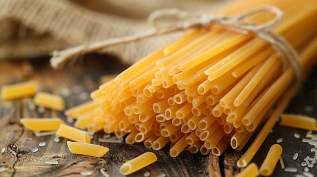 A pile of pasta with a bunch of spaghetti noodles