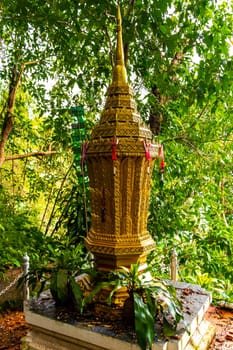 Golden gold stupa pagoda Wat Phra That Doi Suthep temple temples building in Chiang Mai Amphoe Mueang Chiang Mai Thailand in Southeastasia Asia.