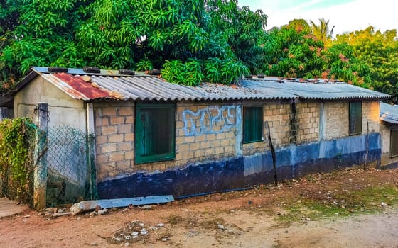 House hut construction stop building ruin building site in Zicatela Puerto Escondido Oaxaca Mexico.