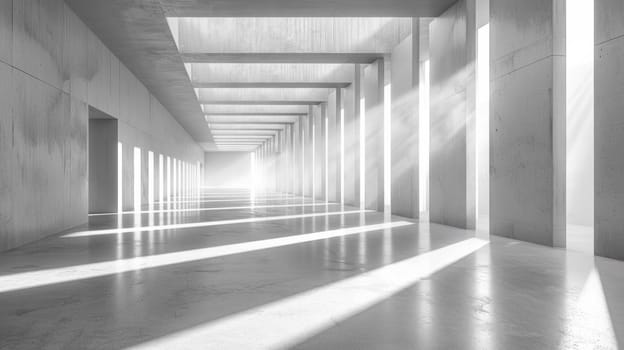 A long hallway with sunlight coming through the windows