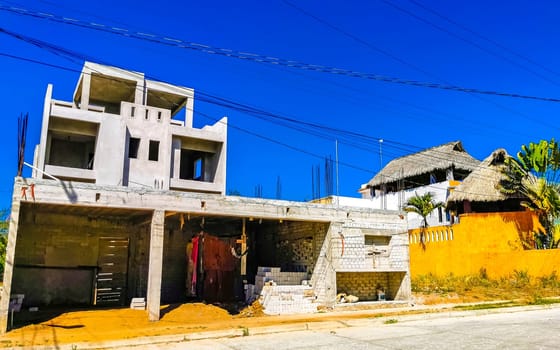 House hut under construction building ruin building site in Zicatela Puerto Escondido Oaxaca Mexico.