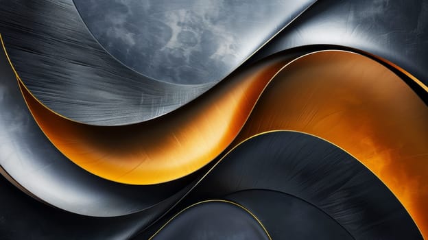 A close up of a abstract painting with orange and black lines