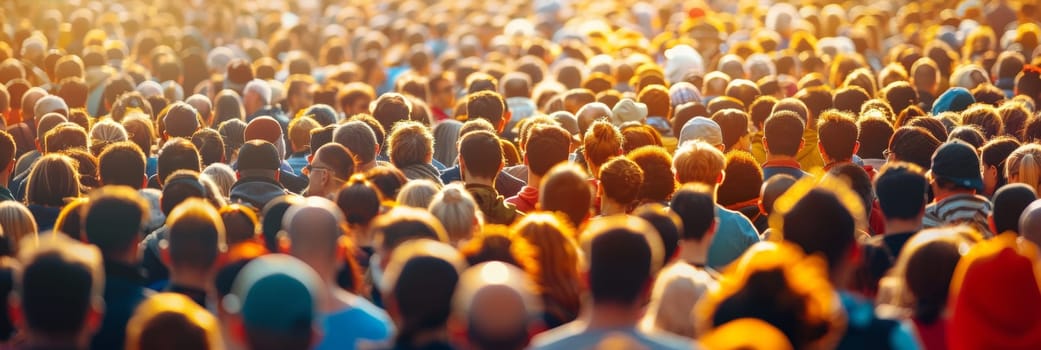 A large crowd of people standing in a field