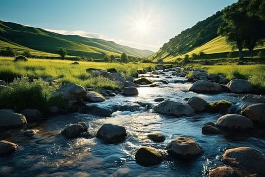 A beautiful fast stream in the middle of the valley.