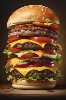 Photo of a juicy burger. AI generated
