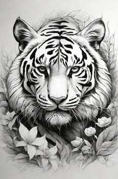 Beautiful white tiger. AI generated