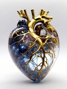 Crystal Golden Heart. AI generated