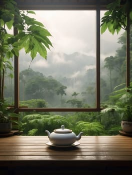 Tea drinking in the tropics. AI generated