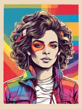 Colorful women's poster. AI generated