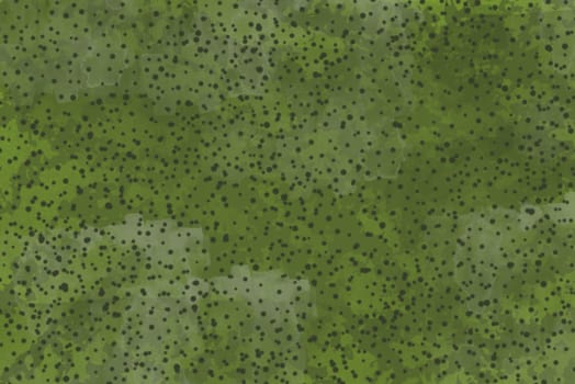 A vibrant green background is covered with numerous small black dots evenly scattered across the surface. The dots create a contrast against the green backdrop, forming a visually striking pattern.