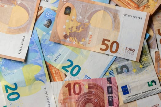 pile of paper euro banknotes as part of the united country's payment system 6