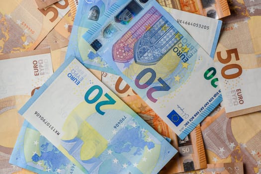 pile of paper euro banknotes as part of the united country's payment system 4