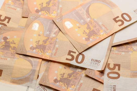 Pile of 50 euro notes business background.1